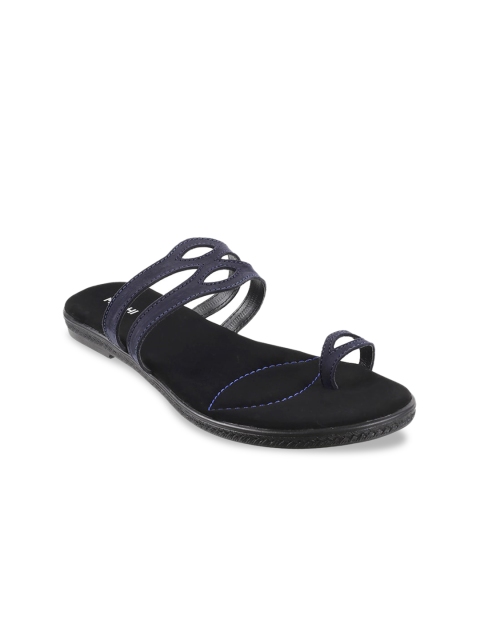 

Mochi Women Blue Solid Suede One Toe Flats