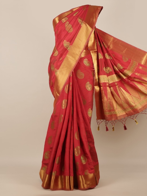 

Pothys Maroon Woven Design Jute Silk Saree