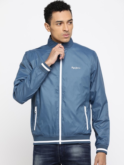 

Pepe Jeans Men Blue Solid Bomber Jacket