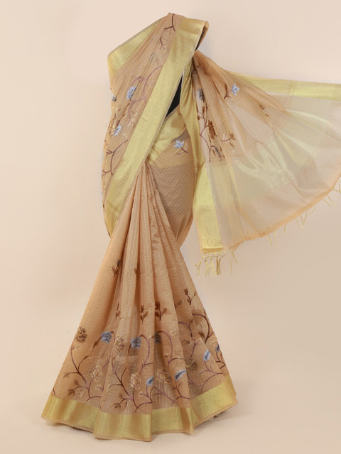 

Pothys Beige Woven Design Cotton Blend Saree