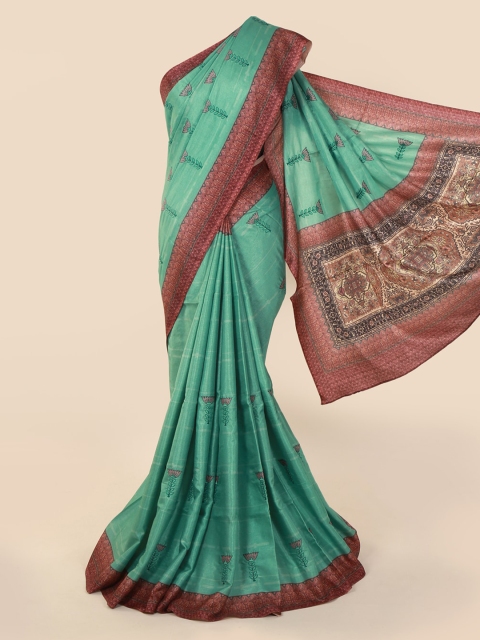 

Pothys Green Printed Cotton Blend Saree