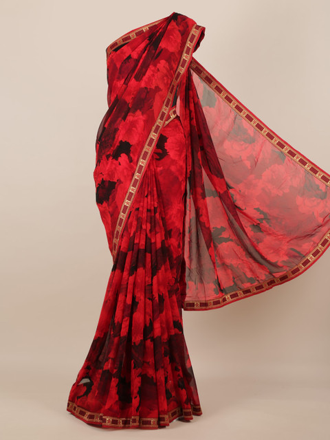 

Pothys Red Printed Poly Chiffon Saree