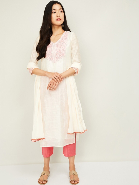 

Melange by Lifestyle Women Off-White Yoke Design Kurta with Trousers & Dupatta