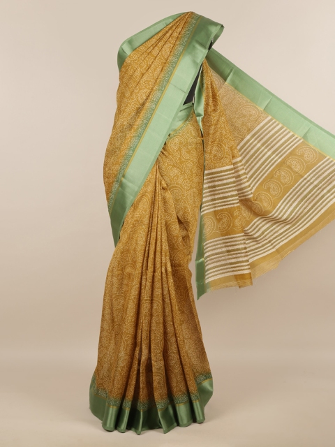 

Pothys Green Printed Jute Silk Saree