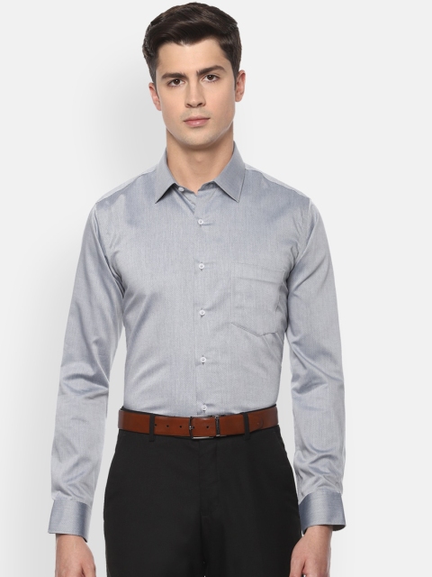 

Van Heusen Men Grey & Black Slim Fit Self Design Formal Cotton Shirt