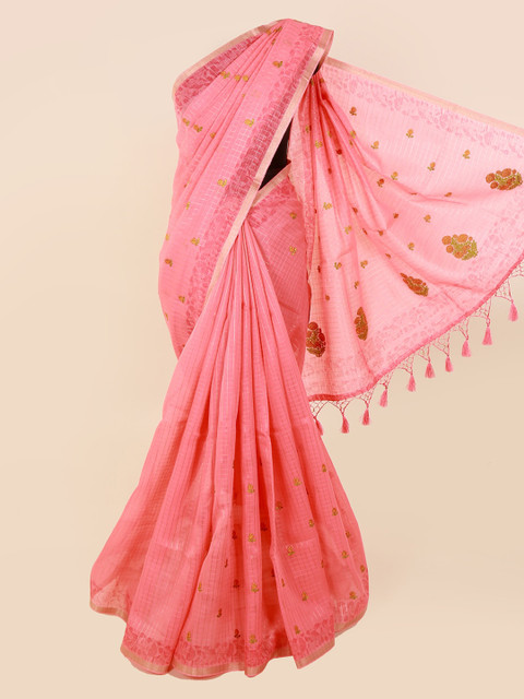 

Pothys Pink Woven Design Cotton Blend Saree