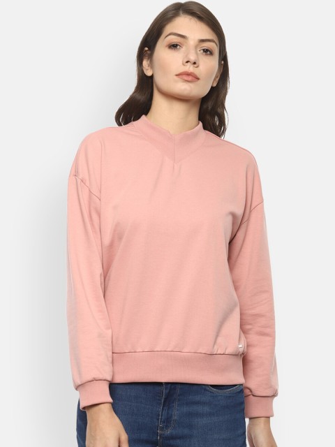 

Van Heusen Woman Women Peach-Coloured Solid Sweatshirt