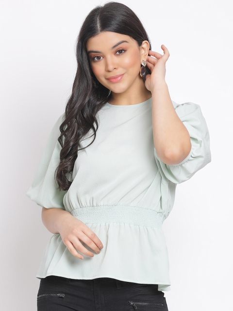 

Oxolloxo Women Green Solid Cinched Waist Top