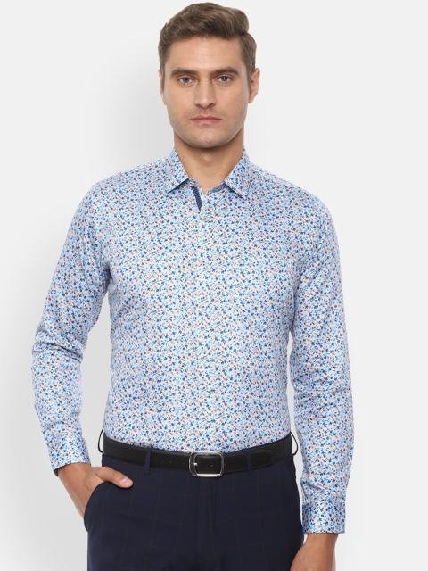 

Van Heusen Men Blue & Brown Slim Fit Printed Formal Cotton Shirt