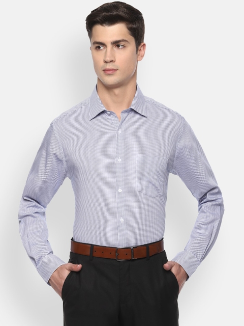 

Van Heusen Men White & Navy Blue Regular Fit Checked Formal Shirt