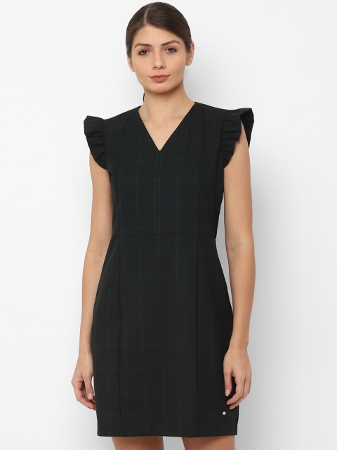 

Allen Solly Woman Women Black & Green Checked Sheath Dress