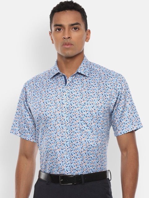 

Van Heusen Men Blue Regular Fit Printed Cotton Formal Shirt
