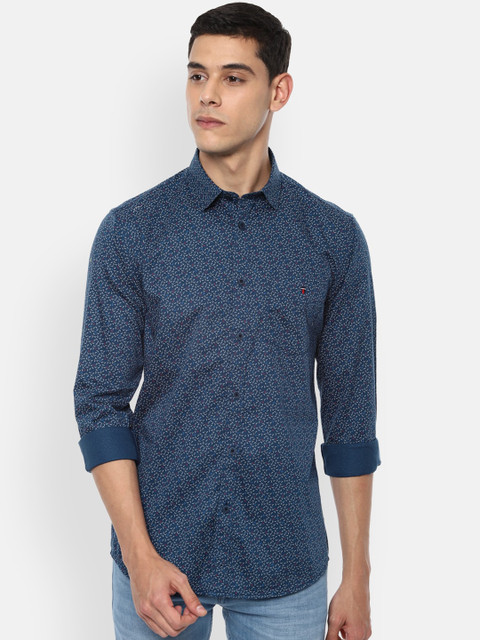 

Louis Philippe Sport Men Navy Blue & White Slim Fit Printed Casual Cotton Shirt
