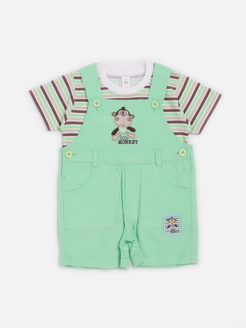 

TOFFY HOUSE Boys Green Appliqued Romper With T-Shirt