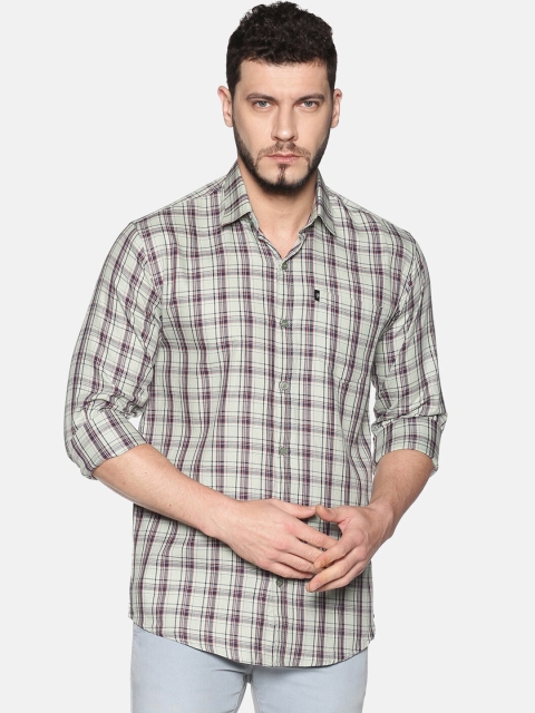 

LEVIZO Men Green Regular Fit Checked Casual Cotton Shirt