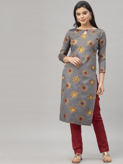 

Satrani Grey & Gold-Toned Poly Silk Unstitched Dress Material