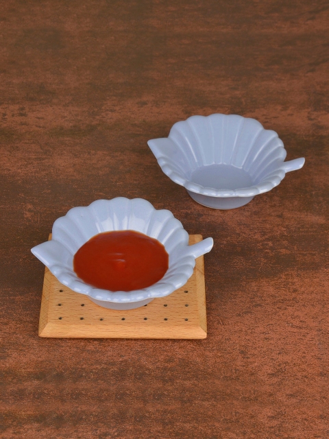 StyleMyWay Set Of 2 Blue Glazed Handmade Ceramic Dip Serving Bowls 75 ml