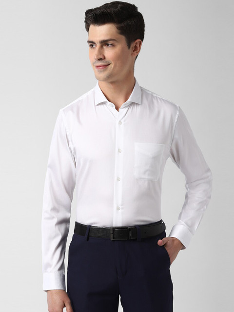 

Peter England Men White Slim Fit Solid Cotton Formal Shirt
