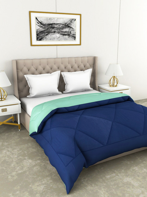 

BIANCA Navy Blue & Lime Green Solid AC Room 250 GSM Double Bed Comforter