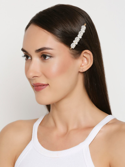 

OOMPH White Beaded Tic Tac Hair Clip