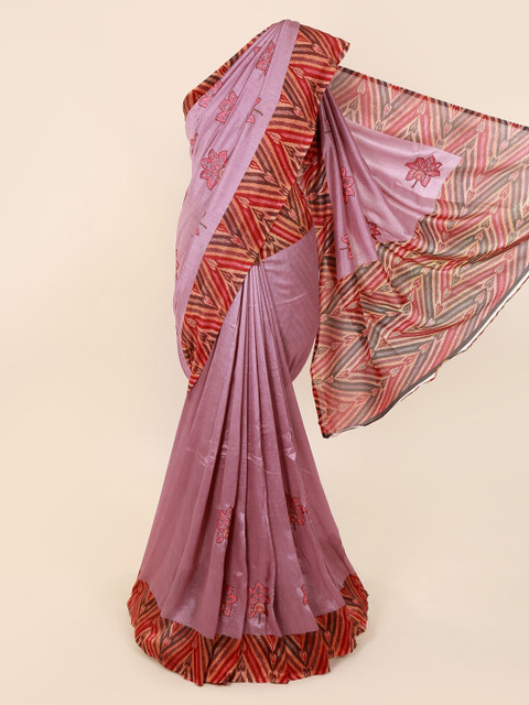 

Pothys Pink Cotton Blend Woven Design Chanderi Saree