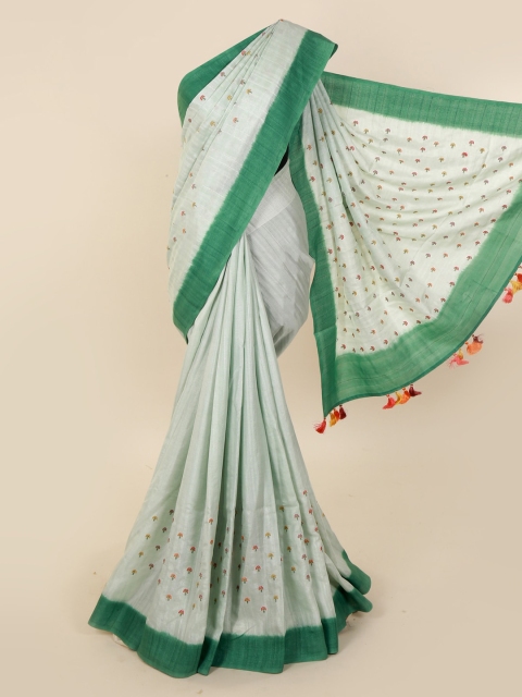 

Pothys Green & Grey Jute Silk Colourblocked Saree