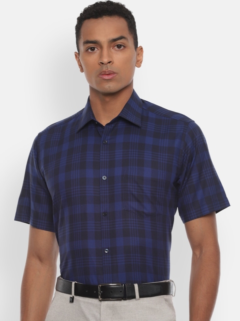 

Van Heusen Men Navy Blue Regular Fit Checked Cotton Formal Shirt