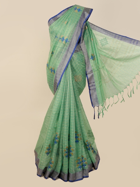 

Pothys Green Woven Design Linen Blend Saree