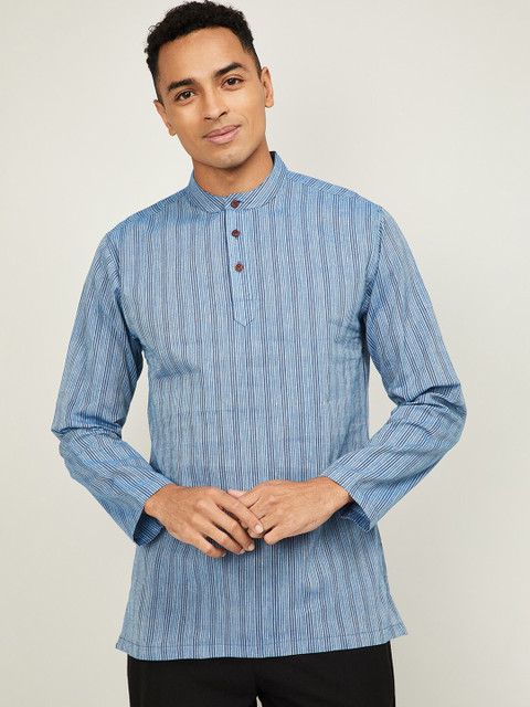 

Melange By Lifestyle Men Blue Striped Printed Kurta