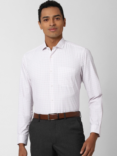 

Peter England Men White & Red Regular Fit Checked Formal Shirt