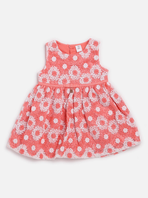 

TOFFY HOUSE Girls Peach-Coloured Printed Fit and Flare Dress
