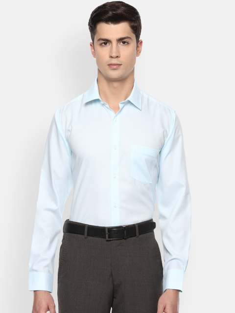 

Van Heusen Men Turquoise Blue Regular Fit Self Design Formal Cotton Shirt