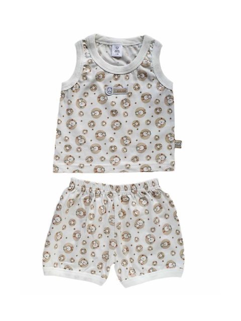 

TOFFY HOUSE Boys Off-White & Beige Printed Night Suit