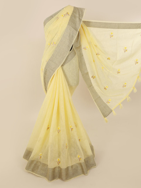 

Pothys Yellow Woven Design Jute Cotton Saree