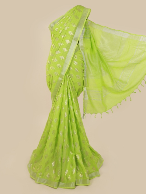

Pothys Green Woven Design Linen Blend Saree