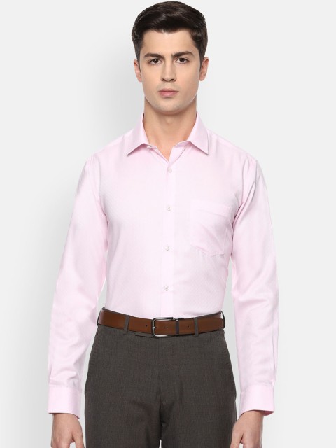 

Van Heusen Men Peach-Coloured Regular Fit Self Design Formal Cotton Shirt