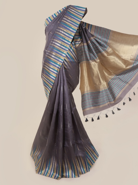 

Pothys Grey & Gold-Toned Art Silk Woven Design Tussar Saree