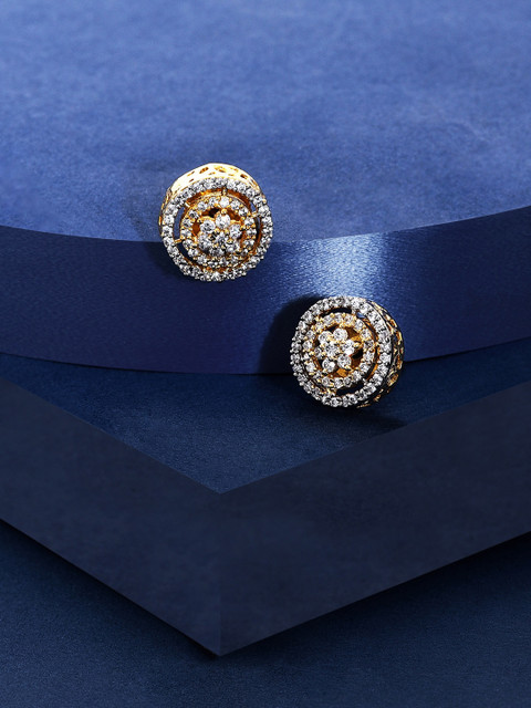 

Amavi Silver-Toned Gold-Plated AD-Stone Circular Studs