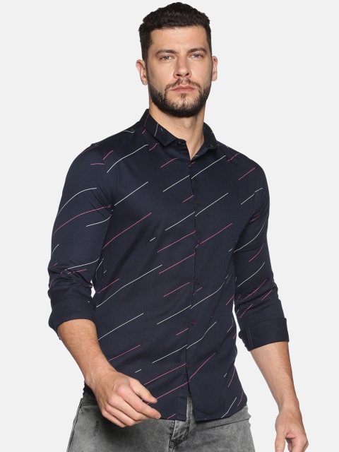 

SHOWOFF Men Navy Blue Slim Fit Printed Casual Shirt