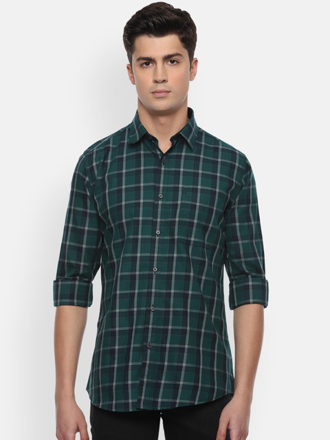 

Van Heusen Sport Men Green Slim Fit Checked Casual Shirt