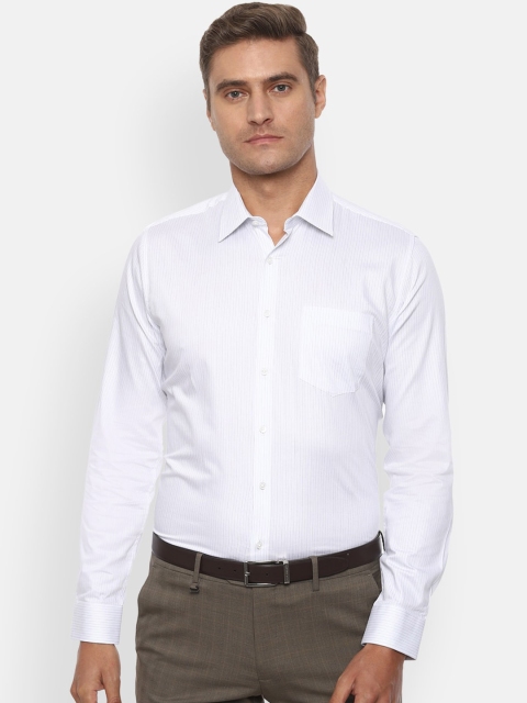 

Van Heusen Men White & Grey Slim Fit Striped Formal Cotton Shirt