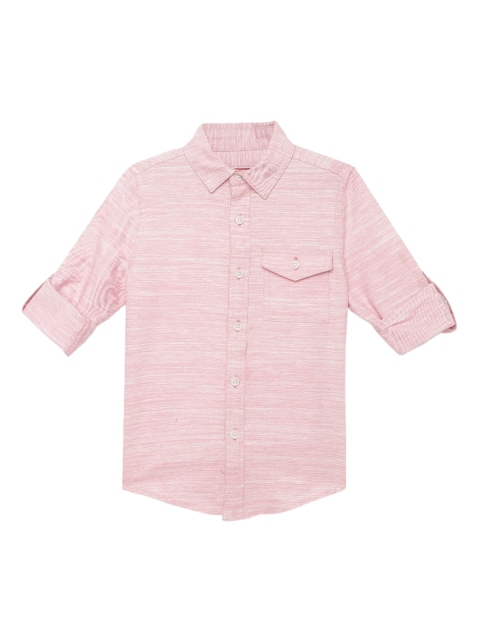 

UNDER FOURTEEN ONLY Boys Pink Regular Fit Solid Cotton Casual Shirt