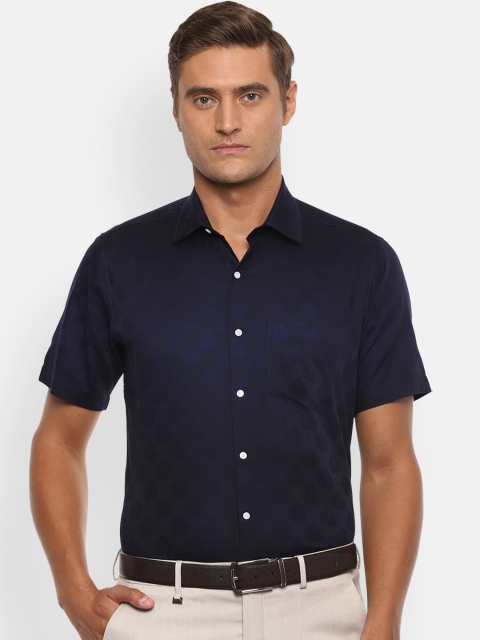 

Van Heusen Men Navy Blue Regular Fit Printed Formal Cotton Shirt