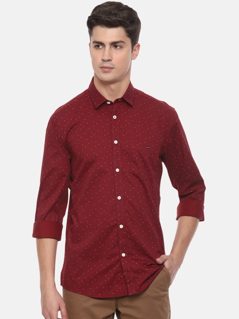 Louis Philippe Sport Men Red & Blue Slim Fit Printed Casual Cotton Shirt