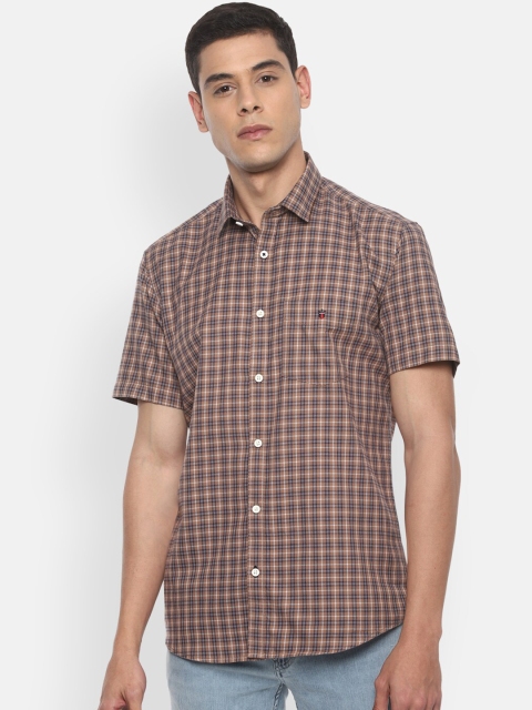 

Louis Philippe Sport Men Brown & Navy Blue Slim Fit Checked Casual Cotton Shirt