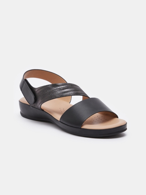 

shoexpress Women Black Solid PU Open Toe Flats