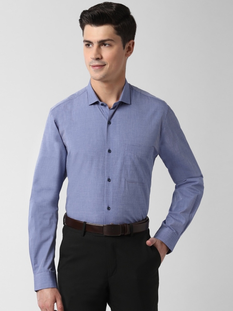 

Peter England Men Blue Slim Fit Self Design Casual Shirt