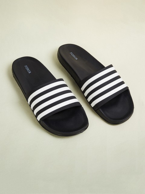 

Forca Men Black & White Striped Sliders