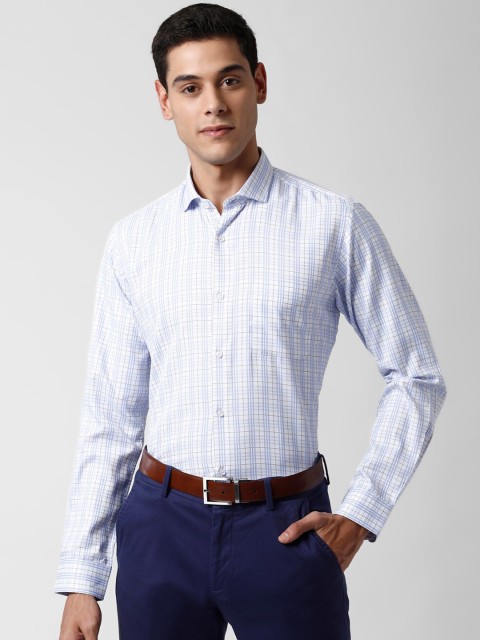 

Peter England Men White Regular Fit Checked Formal Shirt