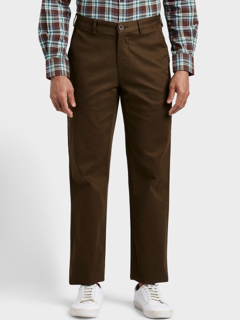 

ColorPlus Men Brown Tapered Fit Solid Regular Trousers
